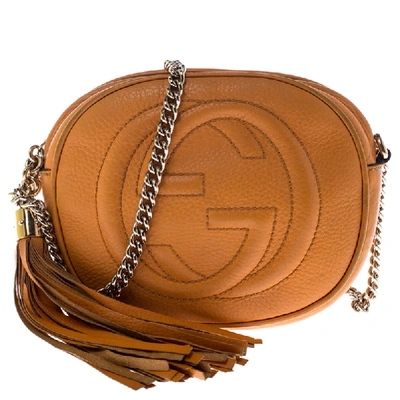 Pre-owned Gucci Orange Leather Mini Soho Disco Chain Shoulder Bag