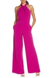 Julia Jordan Halter Wide Leg Jumpsuit In Berry