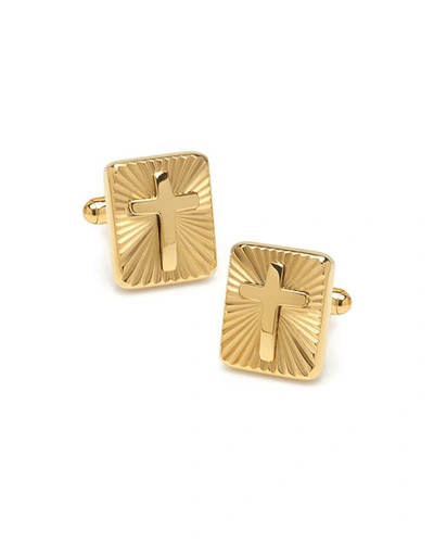 Cufflinks, Inc Men's Radiant Cross Rectangle Cufflinks In Gold