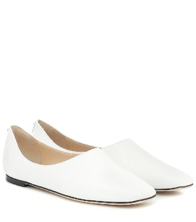 Jimmy Choo Joselyn Leather Ballet Flats In White