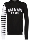 BALMAIN LOGO针织对比衣袖毛衣