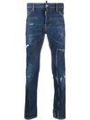 DSQUARED2 DISTRESSED EFFECT SKINNY JEANS