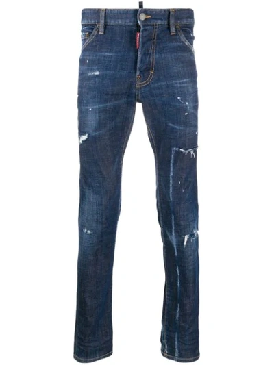Dsquared2 Distressed Effect Skinny Jeans In Blue