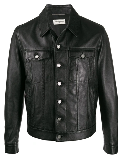 SAINT LAURENT BUTTON-UP LEATHER JACKET