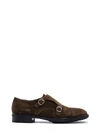 LEQARANT LEQARANT MEN'S BROWN SUEDE MONK STRAP SHOES,19701CACAOROLLER 39