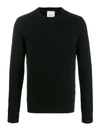 Leqarant Textured Knit Crew Neck Sweater In Black
