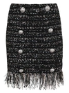 BALMAIN BLACK WOOL SKIRT,SF04214K545EAH