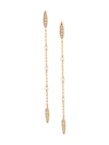 ANISSA KERMICHE 14KT YELLOW GOLD PERLE RARE PEARL AND DIAMOND LONG CHAIN EARRINGS