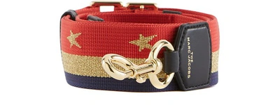 Marc Jacobs Stars & Stripes Shoulder Strap In Lava Red/shiny Gold