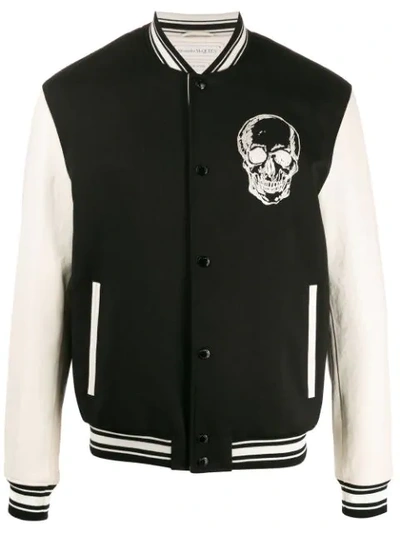 Alexander Mcqueen Bomber Jacket With Leather Details In Black