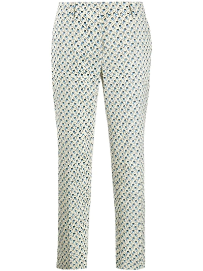 Prada Floral Print Cropped Trousers In Nude