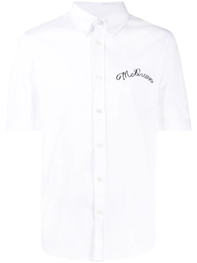 Alexander Mcqueen Embroidered Logo Short-sleeved Shirt In 9000 White