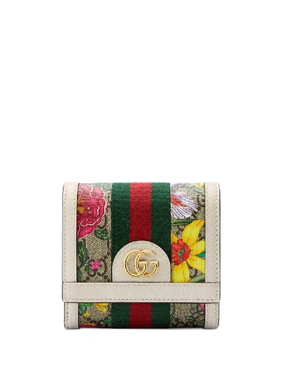Gucci Flora Pattern Wallet In Neutrals
