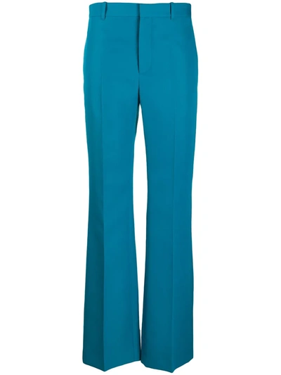 Balenciaga High Waisted Straight Leg Twill Pants In Blue