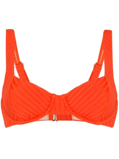 Peony Net Sustain Ribbed Underwired Bikini Top In Orange