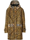 Burberry Hooded Animal-print Shell Coat In Yellow