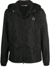 Valentino Vltn Star Zipped Hooded Jacket In Black