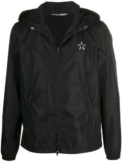 Valentino Vltn Star Zipped Hooded Jacket In Black