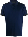 Prada Logo Tape Polo Shirt In Blue