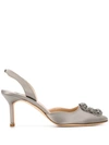 MANOLO BLAHNIK EMBELLISHED TOE SLINGBACK PUMPS