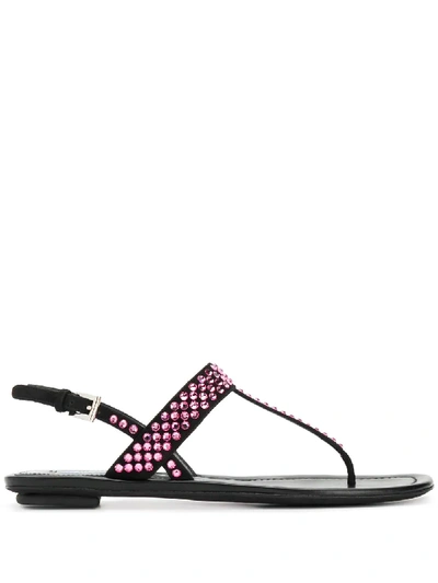 Prada Crystal Embellished Sandals In Pink