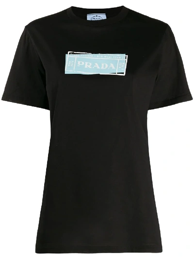 Prada T-shirt Mit Logo-print In Black
