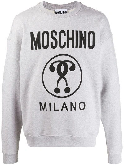 Moschino Question Marks Logo Sweatshirt In Grey