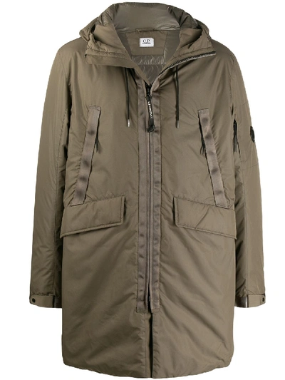 C.p. Company Hooded Padded Parka In Green