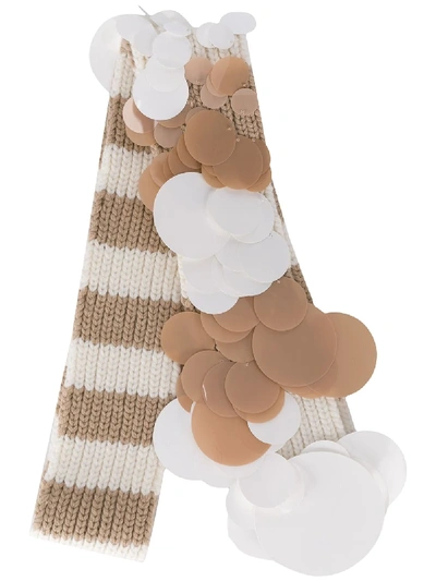 Prada Striped Sequin Scarf In Neutrals