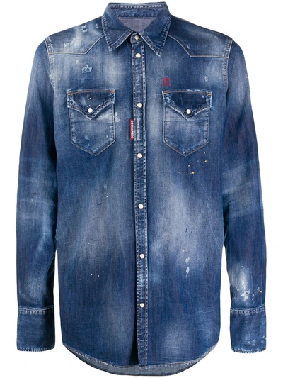 Dsquared2 Classic Western Long-sleeve Denim Shirt In Blue