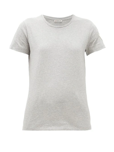 Moncler Ladies Logo Patch T-shirt In Grey