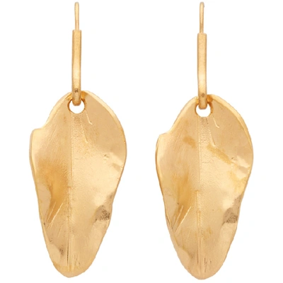 Marni Nature Leaf-shaped Pendant Earrings In 00y65 Gold