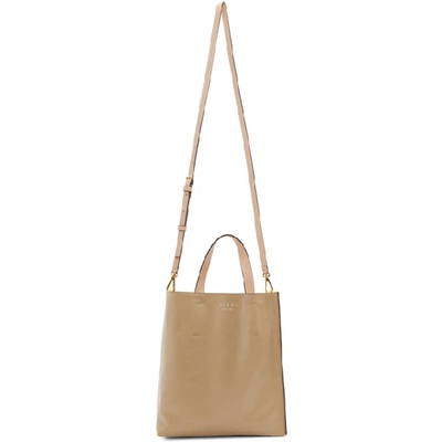Marni Beige And Red Musseo Soft Tote In Z2g16 Cemen
