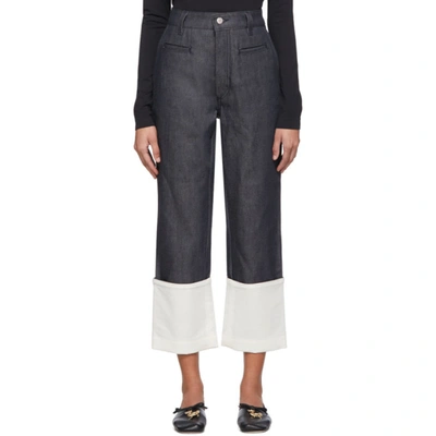 Loewe Fisherman Turnup Cotton Denim Jeans In Black