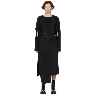 Regulation Yohji Yamamoto Black Denim Suspender Skirt In 1 Black