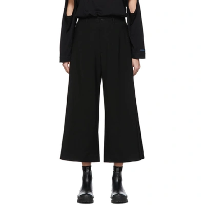 Regulation Yohji Yamamoto Black Wool R-waist Tub Trousers In 1 Black