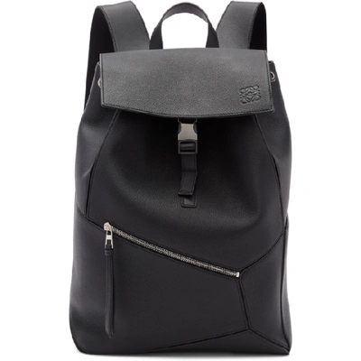 Loewe Men's Puzzle Leather Backpack With Asymmetrical Details In Black