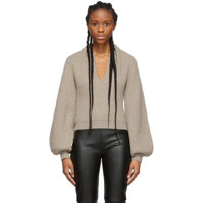 Alexander Wang Ribbed Wool & Cashmere Blend Jumper In Oatmeal