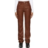 HELMUT LANG HELMUT LANG BROWN LEATHER MASC HIGH STRAIGHT TROUSERS