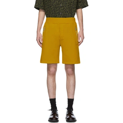 Marni Embroidered Logo Track Shorts In Yellow