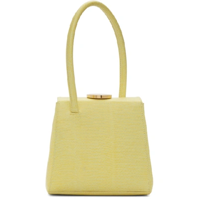 Little Liffner Mademoiselle Lizard-effect Leather Top Handle Bag In Yellow