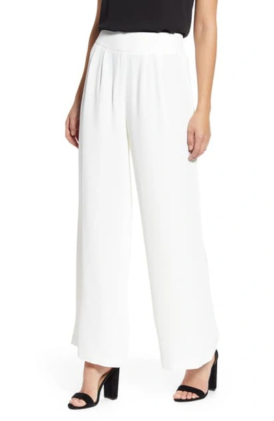 1.state Crepe Wide Leg Pants In Soft Ecru