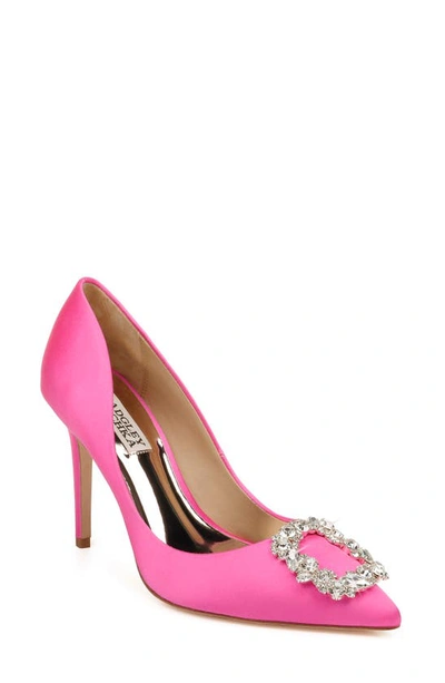 Badgley Mischka Cher Satin Buckle Cocktail High-heel Pumps In Pink