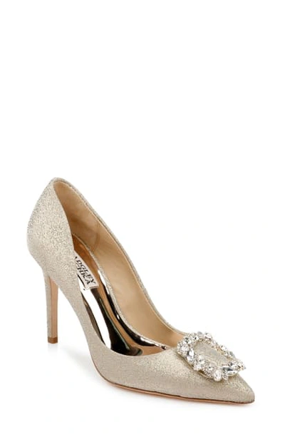 Badgley Mischka Women's Cher Crystal Buckle Pumps In Platino Glitter