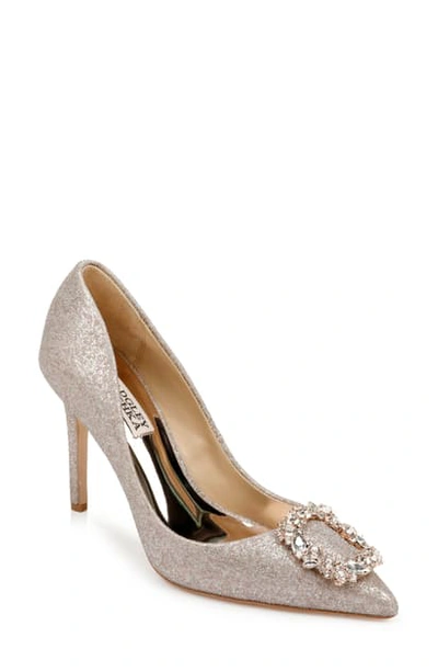 Badgley Mischka Cher Crystal Embellished Pump In Rose Gold Glitter