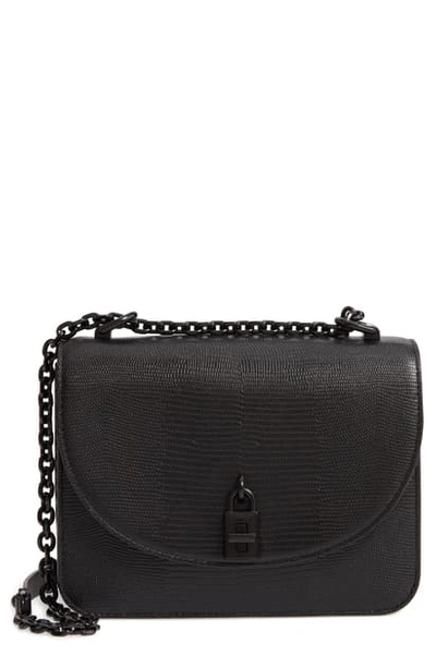 Rebecca Minkoff Micro Love Too Lizard-embossed Leather Shoulder Bag In Black/black