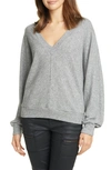 Joie Uni Ribbed V-neck Top In Heather Grey