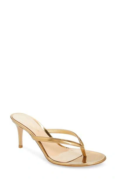 Gianvito Rossi Calypso Metallic Leather Thong Sandals In Neutrals