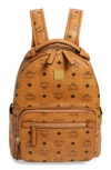 Mcm Stark 32 Visetos Coated Canvas Backpack In Cognac