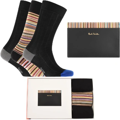 Paul Smith Ps By  Socks And Card Holder Gift Set In Black